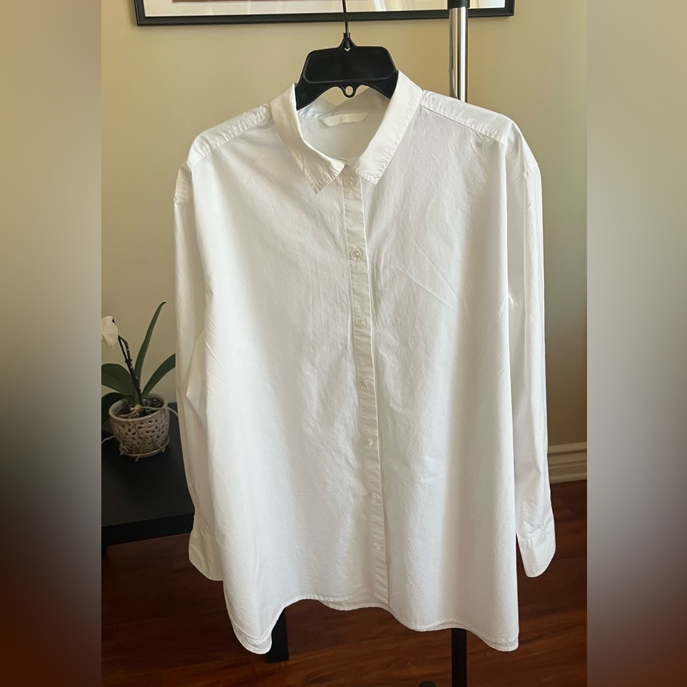 H&M Women's white cotton oversized shirt